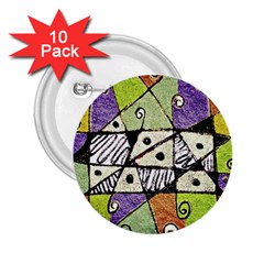 Multicolored Tribal Print Abstract Art 2 25  Button (10 Pack) by dflcprints