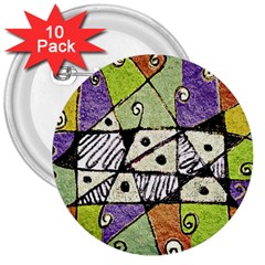 Multicolored Tribal Print Abstract Art 3  Button (10 Pack) by dflcprints