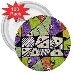 Multicolored Tribal Print Abstract Art 3  Button (100 Pack) by dflcprints