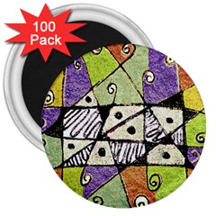 Multicolored Tribal Print Abstract Art 3  Button Magnet (100 Pack) by dflcprints