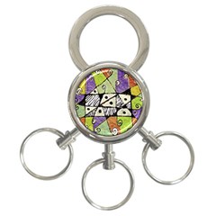 Multicolored Tribal Print Abstract Art 3-ring Key Chain by dflcprints