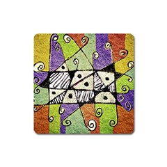 Multicolored Tribal Print Abstract Art Magnet (square) by dflcprints