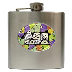 Multicolored Tribal Print Abstract Art Hip Flask by dflcprints