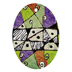 Multicolored Tribal Print Abstract Art Oval Ornament (two Sides) by dflcprints