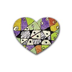 Multicolored Tribal Print Abstract Art Drink Coasters 4 Pack (heart)  by dflcprints