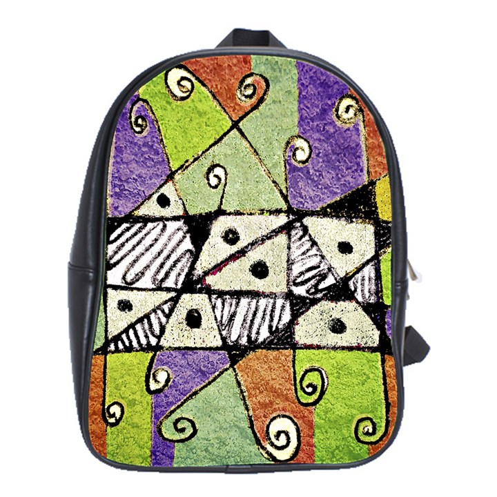 Multicolored Tribal Print Abstract Art School Bag (Large)