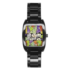 Multicolored Tribal Print Abstract Art Stainless Steel Barrel Watch by dflcprints