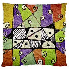 Multicolored Tribal Print Abstract Art Standard Flano Cushion Case (one Side) by dflcprints