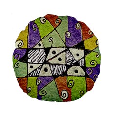 Multicolored Tribal Print Abstract Art 15  Premium Flano Round Cushion  by dflcprints