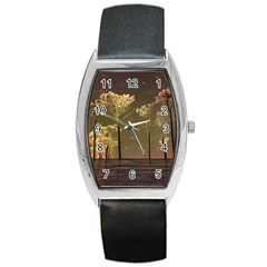 Fantasy Landscape Tonneau Leather Watch by dflcprints