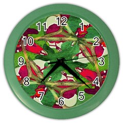 Floral Print Colorful Pattern Wall Clock (color) by dflcprints