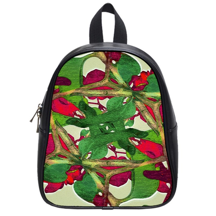 Floral Print Colorful Pattern School Bag (Small)