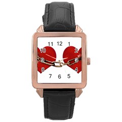 Unbreakable Love Concept Rose Gold Leather Watch  by dflcprints