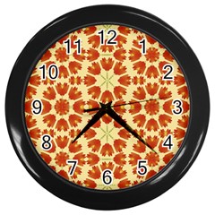 Colorful Floral Print Vector Style Wall Clock (Black)