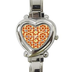 Colorful Floral Print Vector Style Heart Italian Charm Watch 