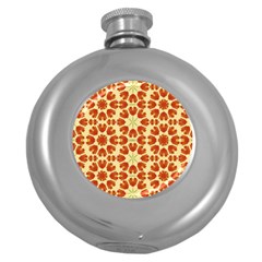 Colorful Floral Print Vector Style Hip Flask (Round)