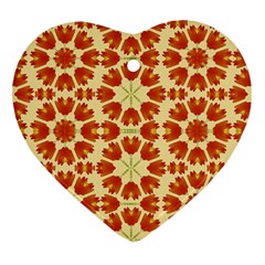 Colorful Floral Print Vector Style Heart Ornament (Two Sides)