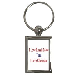 I Love Russia More Than I Love Chocolate Key Chain (rectangle) by Supernova23