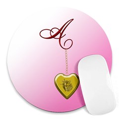 A Golden Rose Heart Locket 8  Mouse Pad (round)