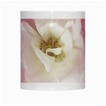 White Rose with Pink Leaves Around  White Coffee Mug Center