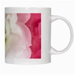 White Rose with Pink Leaves Around  White Coffee Mug Right