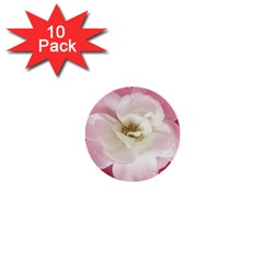 White Rose With Pink Leaves Around  1  Mini Button (10 Pack) by dflcprints