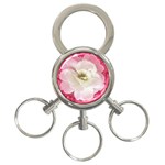 White Rose with Pink Leaves Around  3-Ring Key Chain Front