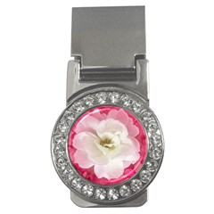 White Rose With Pink Leaves Around  Money Clip (cz) by dflcprints