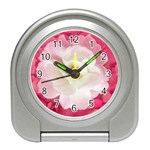 White Rose with Pink Leaves Around  Desk Alarm Clock Front