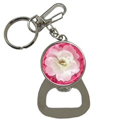 White Rose With Pink Leaves Around  Bottle Opener Key Chain by dflcprints