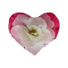 White Rose With Pink Leaves Around  16  Premium Heart Shape Cushion  by dflcprints