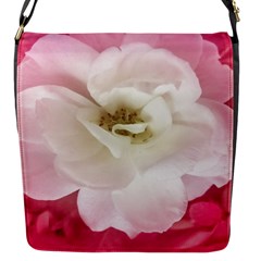 White Rose With Pink Leaves Around  Flap Closure Messenger Bag (small) by dflcprints