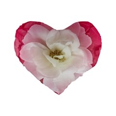 White Rose With Pink Leaves Around  16  Premium Flano Heart Shape Cushion  by dflcprints