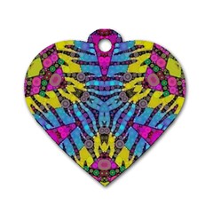 Crazy Zebra Print  Dog Tag Heart (one Sided)  by OCDesignss