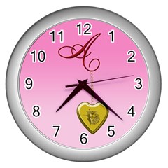 A Golden Rose Heart Locket Wall Clock (silver)