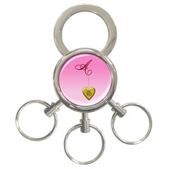 A Golden Rose Heart Locket 3-ring Key Chain