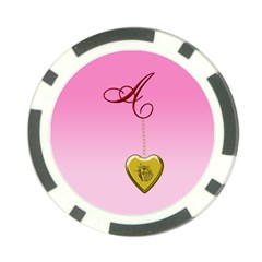 A Golden Rose Heart Locket Poker Chip Card Guard