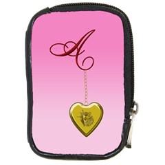 A Golden Rose Heart Locket Compact Camera Leather Case