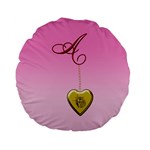 A Golden Rose Heart Locket 15  Premium Flano Round Cushion  Front