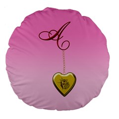 A Golden Rose Heart Locket 18  Premium Flano Round Cushion  by cherestreasures