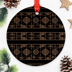 Dark Geometric Abstract Pattern Round Ornament by dflcprints