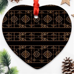 Dark Geometric Abstract Pattern Heart Ornament by dflcprints