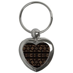 Dark Geometric Abstract Pattern Key Chain (heart) by dflcprints