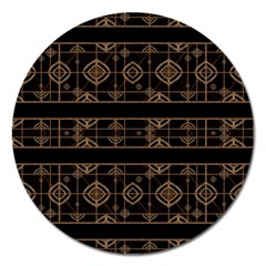 Dark Geometric Abstract Pattern Magnet 5  (round) by dflcprints