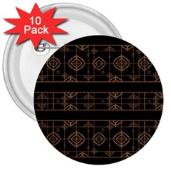 Dark Geometric Abstract Pattern 3  Button (10 Pack) by dflcprints