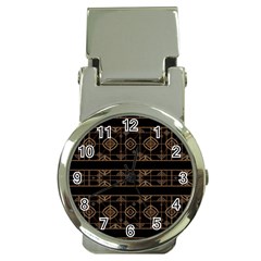 Dark Geometric Abstract Pattern Money Clip With Watch by dflcprints