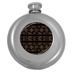 Dark Geometric Abstract Pattern Hip Flask (round) by dflcprints