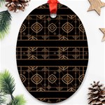 Dark Geometric Abstract Pattern Oval Ornament (Two Sides) Front