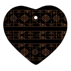 Dark Geometric Abstract Pattern Heart Ornament (two Sides) by dflcprints