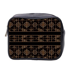 Dark Geometric Abstract Pattern Mini Travel Toiletry Bag (two Sides) by dflcprints